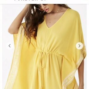 Never worn! Crinkled Embroidered Trim Kaftan